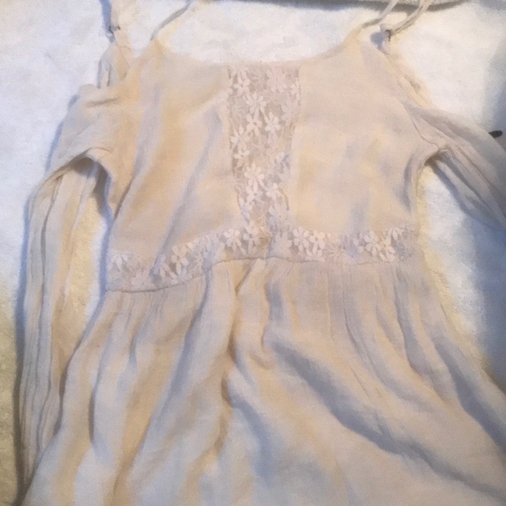 long shirt with off the shoulder straps